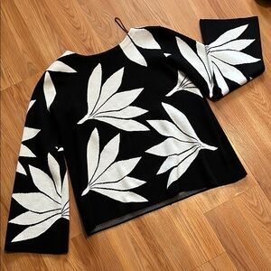 Black and White Leaf Pattern Sweater
